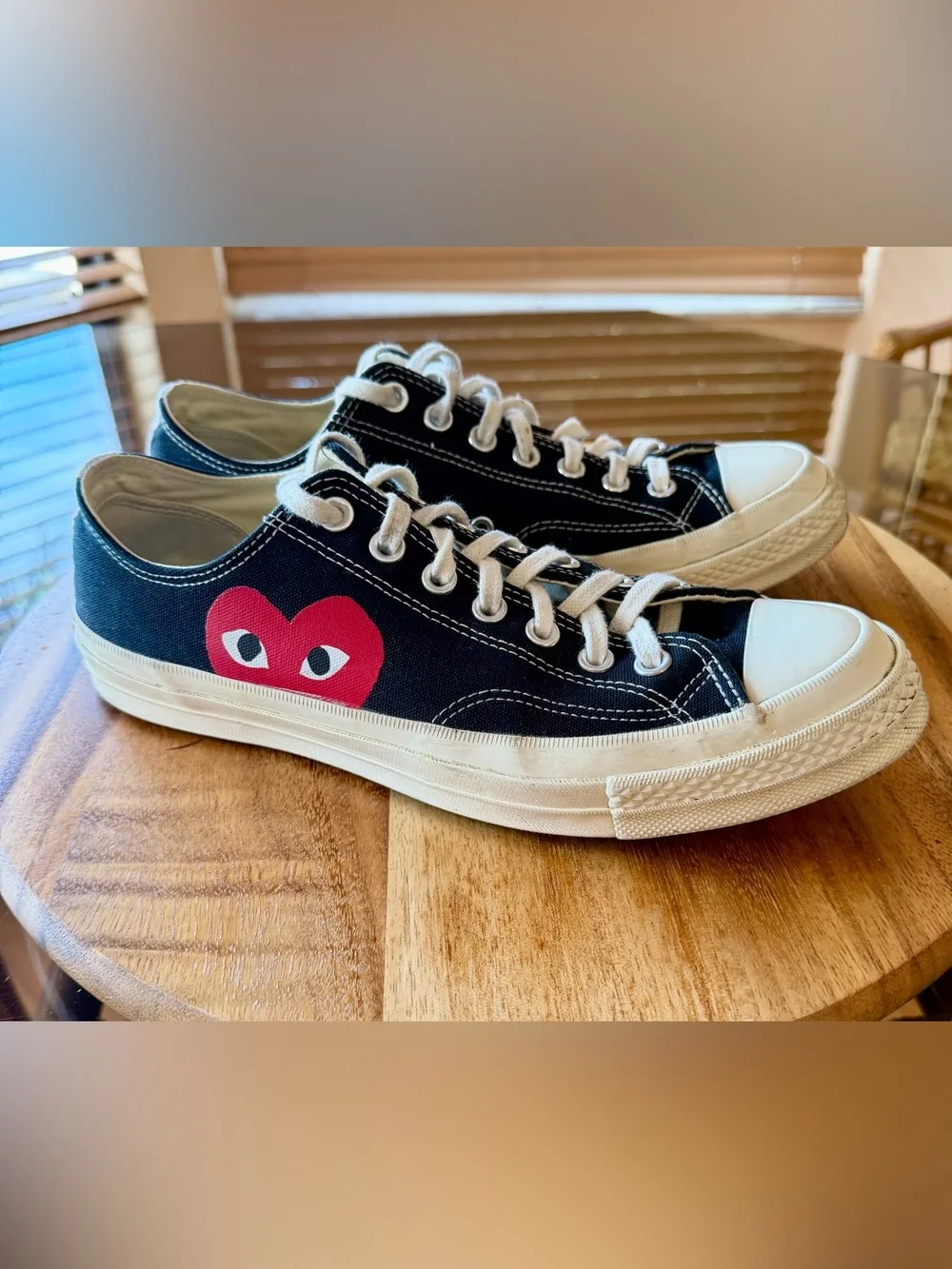 Converse Kids Black Low-Top Sneakers with Red Heart Logo